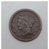 1847 Large Cent Penny Coronet Head US Coin