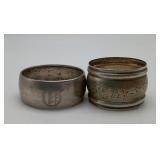2 Sterling Silver Table Napkin Rings 30 grams