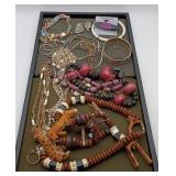 Wood Carved African Rhodonite Onyx Silver Jewelry
