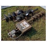 Lowe Hydraulic Auger Attachment & 3 Augers