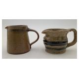 Signed Art Studio Pottery Cream Pitchers