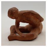 Mid 20th Century Red Clay Male Seated Human Figure