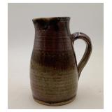 Studio Art Pottery Jug Pitcher Brown Stoneware SGN