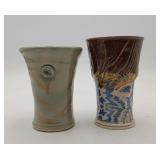 2 Studio Art Pottery Ceramic Chalice Cups