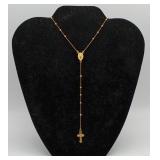14k Gold Rosary Crucifix Miraculous Necklace 7.3g