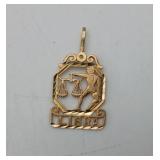 14k Gold Pendant LIBRA Balance Scale 1.1 Grams