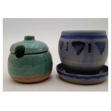Hand Thrown Studio Pottery Lidded Jar & Planter