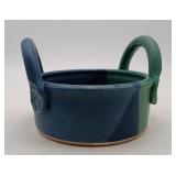 Studio Art Pottery Handled Bowl Matte Glazed Sign