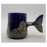 Doug Wylie Blue Drip Glaze Dolphin Tail Mug