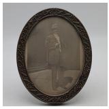 Antique Metal Embossed Picture Frame on Easel Legs