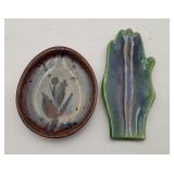 Drip Glazed Tray Stoneware Flat Dish Art Pottery