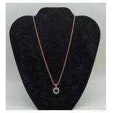 Sterling Silver Blue Sapphire CZ Necklace Pendant