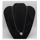 Sterling Silver Pumpkin Melon Bead Pendant Necklac