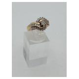 14k Gold Diamond Cluster By Pass Ring HEAVY 5.4gTW