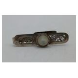 Sterling MOP Filigree Tie Bar Money Clip