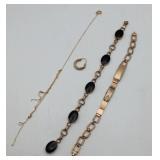 Gold Filled Onyx Bracelet & Chain Jewelry Lot