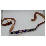 Southwestern Seed Bead Necklace Leather Belt