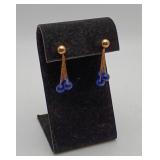 14k Gold Ball Lapis Lazuli Stud Dangle Earrings