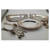 Silver Plate Master Salt Toast Tongs Bread Tray
