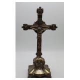 Ornate Silver Tone Crucifix Religious Altar Cross
