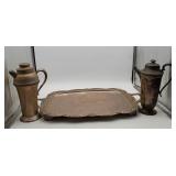 LG Silverplate Footed Serving Tray & Deco Shakers