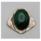 Sterling Silver M Kaye Malachite Modernist Pendant