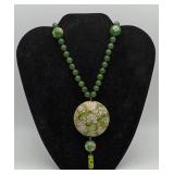 Cloisonne Enamel Jade Bead Necklace Pendant