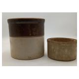 2 Stoneware Crocks 1 Gallon Salt Glazed Primitive