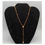 14k Gold Lariat Bead Necklace 7.8g TW