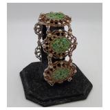 Costume Ornate Filigree FAUX Jade Bracelet