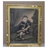 Antique Child Portrait in Gold Gilt Frame
