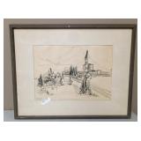 Gad Ullman 1963 Mid Eastern Town Etching SIGNED