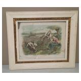 Victorian Lithograph COURTING by THE STREAM