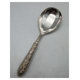 Repousse Sterling Silver Handle Serving Spoon