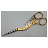 Stork Crane Gold Tone Embroidery Scissors GERMANY