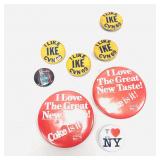 Vintage Political Buttons Lot & Coke (Ike +)