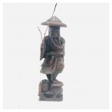 Asian Art: Carved Wood Fisherman Sculpture