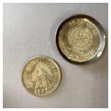 Vintage Trinkets Lot : Big Fake Nickel and other