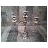 Antique Silver Plate Brass 3 Arm Candelabra
