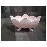 Vintage Jeannette Pink Milk Glass Lombardi Bowl