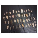 Arrowhead Flint Obsidian Stone Lot 45 Pieces
