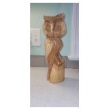 Hand Carved wood Owl 10x4