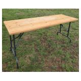 HANDCRAFTED RUSTIC FOLDABLE WOODEN TRESTLE TABLE