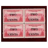 NEWFOUNDLAND MNH OVERPRINT BLK 4 STAMPS