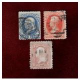 USA 3 DIFFERENT USED 1800'S STAMPS