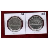 CANADA 1968 & 1969 NICKEL DOLLARS