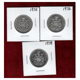 CANADA 1975 1976 1978 50 CENT COINS