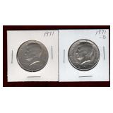 USA 1971 & 1971-D KENNEDY HALF DOLLARS