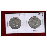 USA 1972 & 1972-D KENNEDY HALF DOLLARS