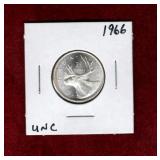 CANADA 1966 SILVER QUARTER UNC